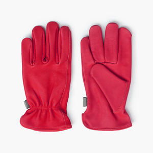 Gants de travail de sécurité en cuir pour mécaniciens et industrie, couleur rouge, avec poignet élastique - Product Image 1