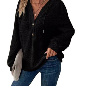 Chic durable femmes à manches longues pull à capuche haut respirant ample décontracté bureau dame sweat avec Logo avant arrière - Product Image 5