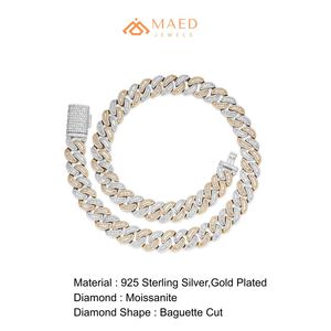 สร้อยคอแบบ Cuban Link ชุบทองคำสีกุหลาบ ประดับเพชรโมอิสซาไนต์ทรงบาแกตต์ ดีไซน์หรูหรา สไตล์ฮิปฮอป เหมาะเป็นของขวัญสำหรับผู้ชาย - Product Image 6