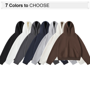เสื้อฮู้ดดี้โอเวอร์ไซส์ผู้ชาย สีเทาล้วน ผ้าฝ้ายฟลีซ 100% สไตล์ลำลอง มีกระเป๋า ทรงหลวม ใส่ได้ในฤดูหนาว - Product Image 2