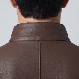 Wholesale Genuine Leather Sporty Long Motorcycle <b>Biker</b> <b>Jacket</b> with Stand Collar Zipper Closure Waist Belt & Chest Pocket-Unisex - Product Image 4
