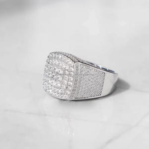 Anillo de Plata de Ley 925 Chapado en Oro con Moissanita y Diamantes Redondos, Estilo Hip Hop, para Hombre, Ideal para Regalos de Aniversario - Product Image 2