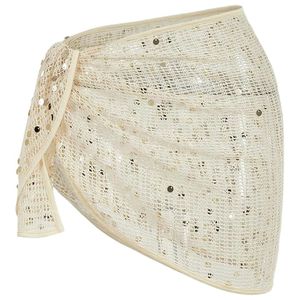 Women's Sequin Sheer Mesh <b>Sarong</b> Cover up Tie Side Vacation Beach Skirt Waterproof Breathable - Product Image 1