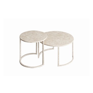 Handcrafted Metal nesting <b>Table</b> With Natural <b>Marble</b> Top Unique Artistic Design Living Room Furniture Statement Piece - Product Image 1