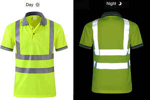 High Visibility Eco-Friendly Breathable Men's Reflective for Shirt Short Sleeve Knitted Polyester/Cotton <b>Canvas</b> Fabric Quick - Product Image 3