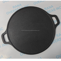 Poêle à dosa plate antiadhésive en fonte, pré-culottée, robuste, pour la cuisson des roti et des crêpes, avec deux poignées, compatible gaz/induction