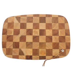 Juego de tablas de cortar de madera de acacia al por mayor, ovaladas con patrón a cuadros, para servir carne, queso y verduras - Product Image 5