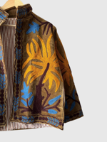 Veste en coton brodée de fleurs, col mandarin, manches longues, grande taille, vêtements d'automne pour femmes