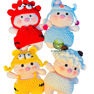 Lindo Peluche de Oveja y Conejo de Ganchillo, Hecho a Mano, de Algodón, Amigurumi, Regalo para Baby Shower, Decoración de Pascua, Logotipo Personalizado Disponible - Product Image 5