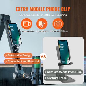 Supporto per Microfono da Scrivania Regolabile con Rotazione a 360 Gradi, Adattatore Universale 3/8'' 5/8'', Supporto Flessibile per Accessori - Product Image 4