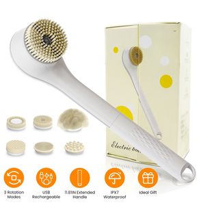 Spazzola Elettrica Ricaricabile per il Bagno con 6 Testine, 3 Modalità di Rotazione, Scrubber per il Corpo, Spazzola Massaggiante Rotante, Esfoliante Esteso - Product Image 2
