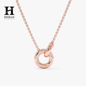 18K Rose Gold Interlocking Double Circle Pendant <b>Necklace</b> Diamond Accent Eternity Ring <b>Charm</b> <b>Necklace</b> - Product Image 1