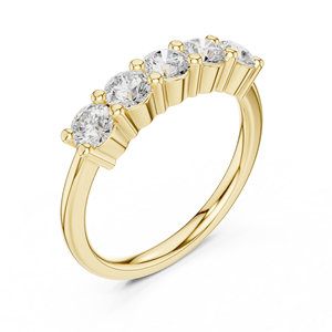 Anillo Aries Jewel de Oro Sólido de 14K para Mujer, Minimalista, con Cinco Piedras, Certificado IGI, Corte Brillante, Diamante Cultivado en Laboratorio, Color VVS VS EF - Product Image 2