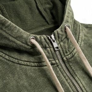 Custom Acid Wash Flared Tracksuit Zip Up 500 GSM Straight Leg Jogging Suit <b>Distressed</b> Hoodies Sweatpants Men Fitness - Product Image 4