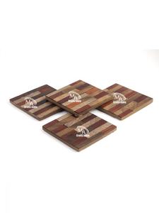 High Quality Walnut <b>Drink</b> <b>Coasters</b> Handmade Wooden Inlay Resin Rectangle Bohemian Style 4''x4'' Kitchen Mat/Pad Unique Absorbent - Product Image 3
