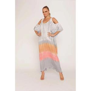 Magnifique robe maxi en coton tie-dye pour femme, col en V, épaules tombantes, lavable, mélange parfait, charme bohème, élégance sans effort, 100% coton - Product Image 2