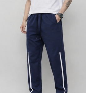 Pantalon de survêtement et jogging en velours côtelé mi-lourd vert olive premium pour homme avec rayures néon et cordon de serrage athlétique - Product Image 4