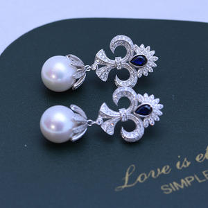 Women's Simple Style S925 <b>Fine</b> <b>Dangle</b> <b>Earrings</b> 11-12mm Round Purple Pearls Strong Light with Subtle Flaws Freshwater Wholesale - Product Image 5