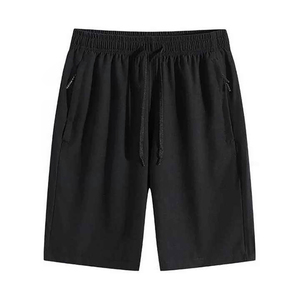 Shorts Bermuda pour homme, noirs, à séchage rapide, avec cordon de serrage, poches, style décontracté et sportif - Product Image 1