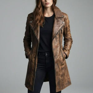 Ladies <b>Genuine</b> Sheep Skin Leather Jacket Dyed Breathable Waterproof Eco-Friendly with Wool Lining for Travel Daily Use - Product Image 1