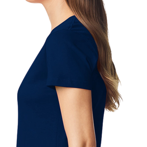 Camiseta de Manga Larga con Cuello en V Azul Marino con Logotipo para Mujer, Mezcla de Algodón Suave y Transpirable, Informal, Ligera, de Corte Regular para Uso Diario - Product Image 5
