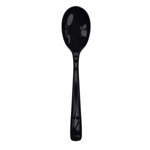 Cuillère en plastique noir de haute qualité, forme ovale, matériau PP, jetable, pour usage alimentaire, légère, couverts - Product Image 4