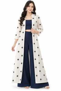 Wholesale White Cotton Fabric with Scattered <b>Navy</b> and Yellow Daisy Floral Motifs for Casual Apparel and Home Decor - Product Image 6