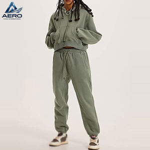 Women Pullover Tracksuit Set Casual Wear Outfits, Plain Long Sleeve <b>Top</b> Product Ladies <b>Crop</b> Hoodie And Jogger Sets - Product Image 2