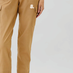Women Cargo Pants Solid Color Canvas Mid Waist Elastic <b>Ankle</b>-Length Casual Pants With Pockets Breathable Woven Fit Regular - Product Image 4
