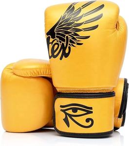 Guantes de Boxeo Fairtex Amarillos y Negros Hechos a Medida, Guantes Profesionales Ligeros para Entrenamiento y Sparring, Personalizados, 100% Cuero Genuino - Product Image 2