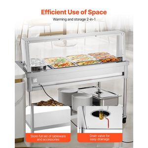 Scaldavivande Elettrico Professionale Commerciale 1800W con 7 Vaschette e 2 Pentole, Scaldavivande a Vapore per Buffet e Catering - Product Image 6
