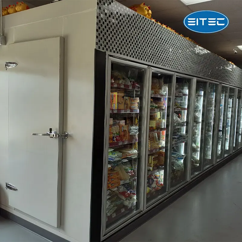 Display Walk in Cooler Walk in refrigeration showcase with glass doors Retail store display refrigeration