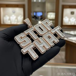 Colgante Estrella Giratoria con Moissanita, Plata de Ley 925 Maciza, Bañado en Oro Amarillo, Estilo Hip Hop, Unisex, para Fiesta, 8 Ct - Product Image 1