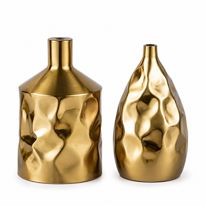 Luxury Textured Metal Floor Flower Vase Modern Gold Silver Rust Resistant Handmade Wedding Home Office Centerpiece Accent Decor - Product Image 2