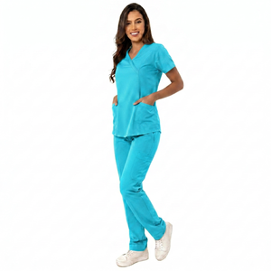 Conjuntos de Uniformes Quirúrgicos Ligeros de Manga Corta para Mujer, Personalizables en Color, de Poliéster y Algodón, Trajes para Médicos de Hospital, Uniformes para Enfermeras - Product Image 6