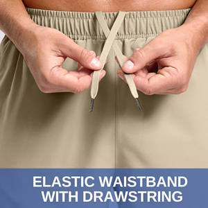 กางเกงวิ่งขาสั้นผู้ชายประสิทธิภาพสูง ลายเรียบ เอวยางยืด ความยาวระดับเข่า สำหรับออกกำลังกายและวิ่ง - Product Image 4