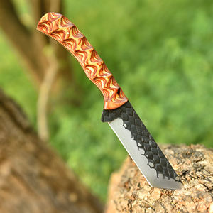 Couteau Tanto à lame fixe fait main sur mesure, acier carbone pleine tige, manche en bois Pakka, longueur totale 9 pouces, couteau de chasse et d'extérieur - Product Image 2