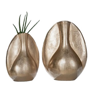 Juego de Jarrones Antiguos de Lujo, 2 Piezas, Tamaño Pequeño y Grande, Metal, Plantas Artificiales, Macetas, Accesorios para Mesa y Encimera, Juego de Jarrones para Flores - Product Image 1