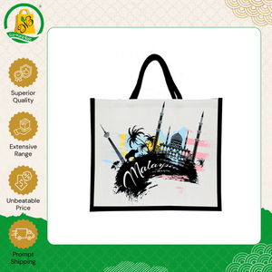 Indian Supplier Selling Best Quality Rope Handles Fashionable Printed Geometric Logo Pattern <b>Medium</b> Tote Jute <b>Bags</b> for Sale - Product Image 3