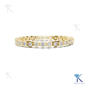 Elegant Bezel Set 4.00MM Lab Grown Round Brilliant Cut Diamond Tennis <b>Bracelet</b> 14K 18K <b>Solid</b> Gold Fine Unisex Luxury Jewelry - Product Image 1