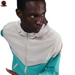 Conjunto deportivo corto para hombre con capucha, a prueba de agua, a prueba de viento, transpirable, informal, para exteriores, conjunto cortavientos. - Product Image 3