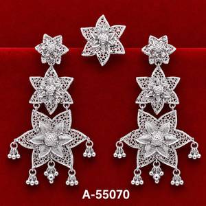 Vintage Silver Plated Zinc Alloy Filigree Crown Drop <b>Earrings</b> Women's Wedding Jewelry MOLL JEWELLERS A-55181 - Product Image 4