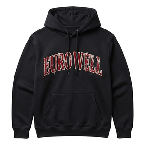 Factory Direct Custom Applique Embroidered Fleece Hoodie Casual Soft Feel <b>Pullover</b> <b>Men</b> Hoodies With Kangaroo Pocket - Product Image 1
