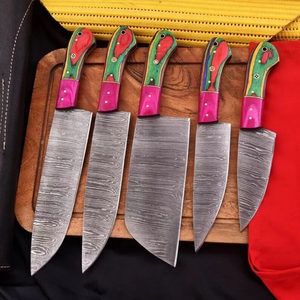 Hand Forged Damascus Steel Kitchen <b>Knife</b> <b>Set</b> Razor <b>Sharp</b> Wooden Handle Professional Chef <b>Set</b> Factory Supplier - Product Image 1