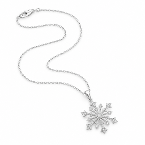Elegante Collar con Colgante de Copo de Nieve, Joyería de Invierno con Cristal, Amuleto Brillante con Moissanita, Flor Tallada, Regalo para Mujer - Product Image 1