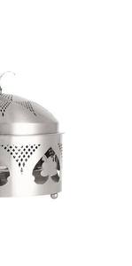 Plat de service élégant en acier inoxydable avec couvercle perforé et support en forme de cœur pour buffets, traiteurs et réceptions à domicile - Product Image 5