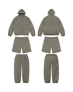 OEM Custom logo Men's Waterproof Reflective Windbreaker <b>Nylon</b> Polyester Zip up <b>Track</b> Jacket and <b>Pants</b> Set Tracksuit - Product Image 4