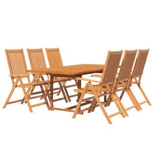 Ensemble de salle à manger de jardin pliable de taille moyenne en bois d'acacia massif naturel, mobilier d'extérieur élégant - Product Image 3