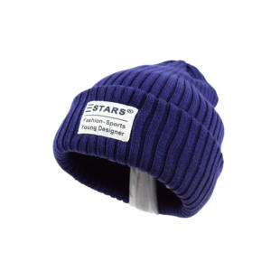 Adult Knitted Warm Cuffed <b>Slouch</b> Ski <b>Beanie</b> Hat with Custom Labels Double Layer for Extra Warmth 100% Acrylic Adjustable - Product Image 2