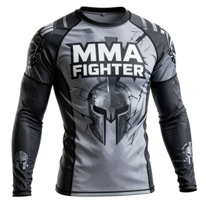 Camiseta Rash Guard Transpirable con Logotipo Personalizado, Directo de Fábrica, Camiseta Bjj de Manga Larga, Spandex, Poliéster, Compresión para Entrenamiento - Product Image 2
